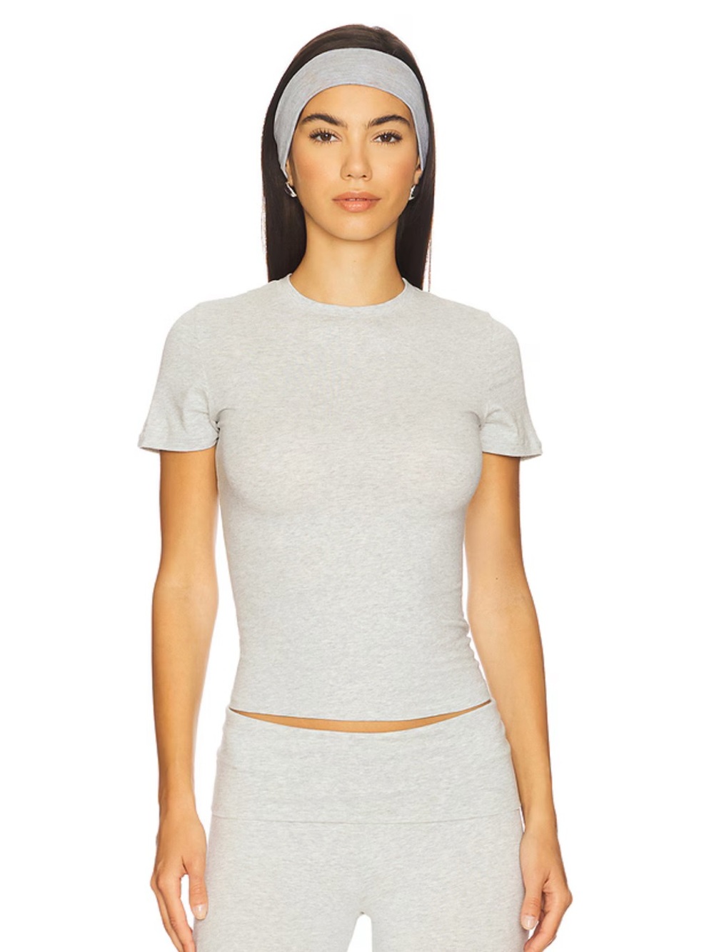 Skims Cotton Jersey T-Shirt in Light Heather Grey Sz XL